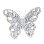 Set of Two White And Beige Polyresin Butterfly Tabletop Sculptures  Warm Home View