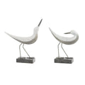 Set of Two White Polyresin Bird Figurine  Warm Home View
