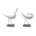 Set of Two White Polyresin Bird Figurine  Warm Home View