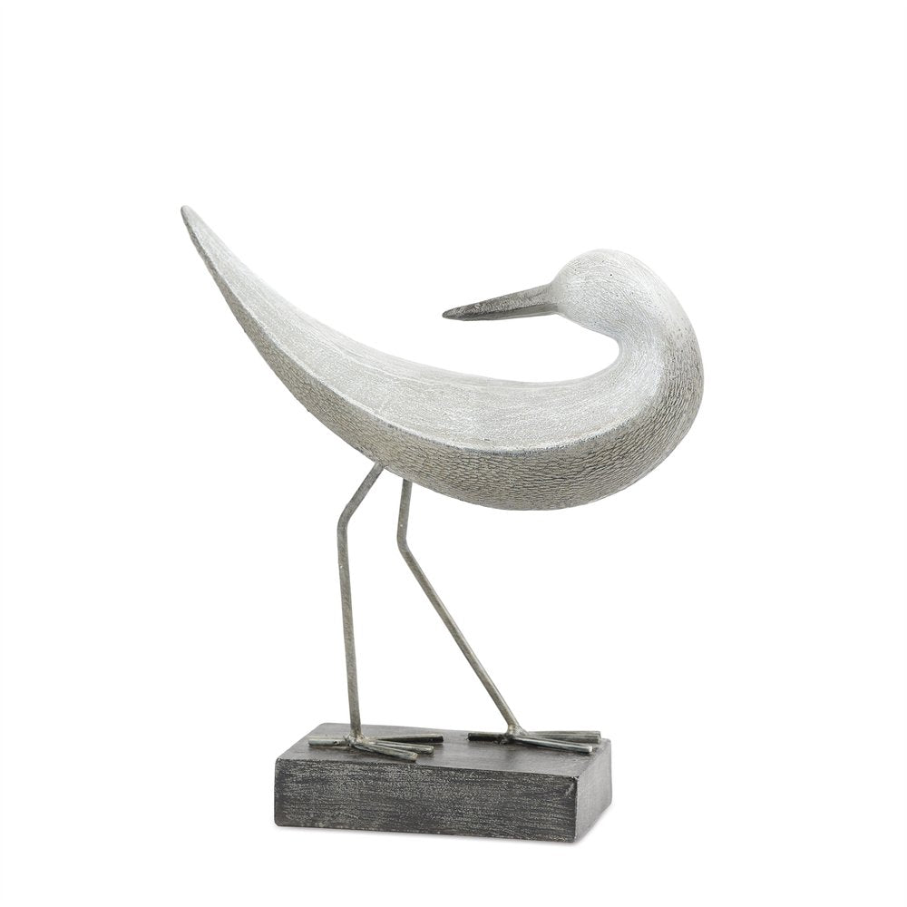 Set of Two White Polyresin Bird Figurine  Warm Home View