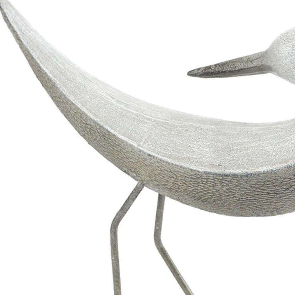 Set of Two White Polyresin Bird Figurine  Warm Home View