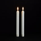 Set of Two White Unscented Candle Flameless Taper Candles  Warm Home View