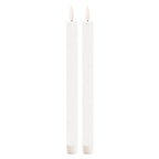 Set of Two White Unscented Flameless Candle Taper Candles  Warm Home View