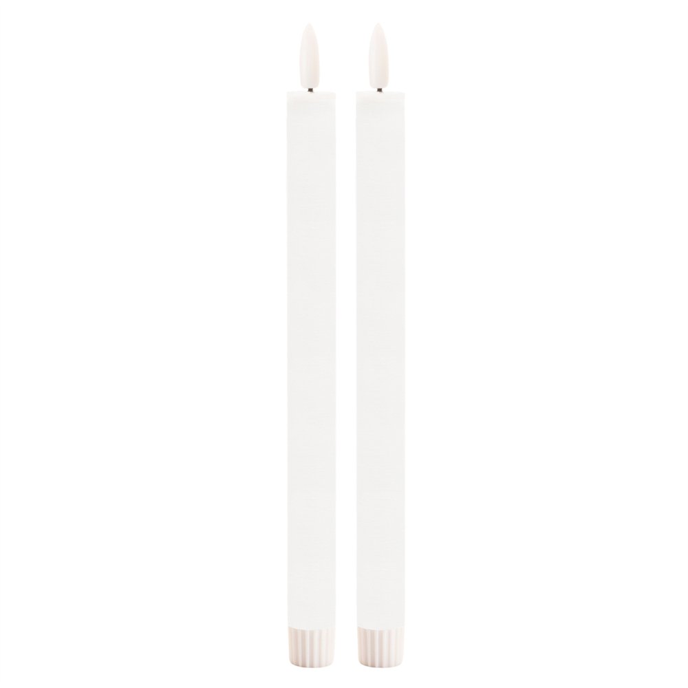 Set of Two White Unscented Flameless Candle Taper Candles  Warm Home View