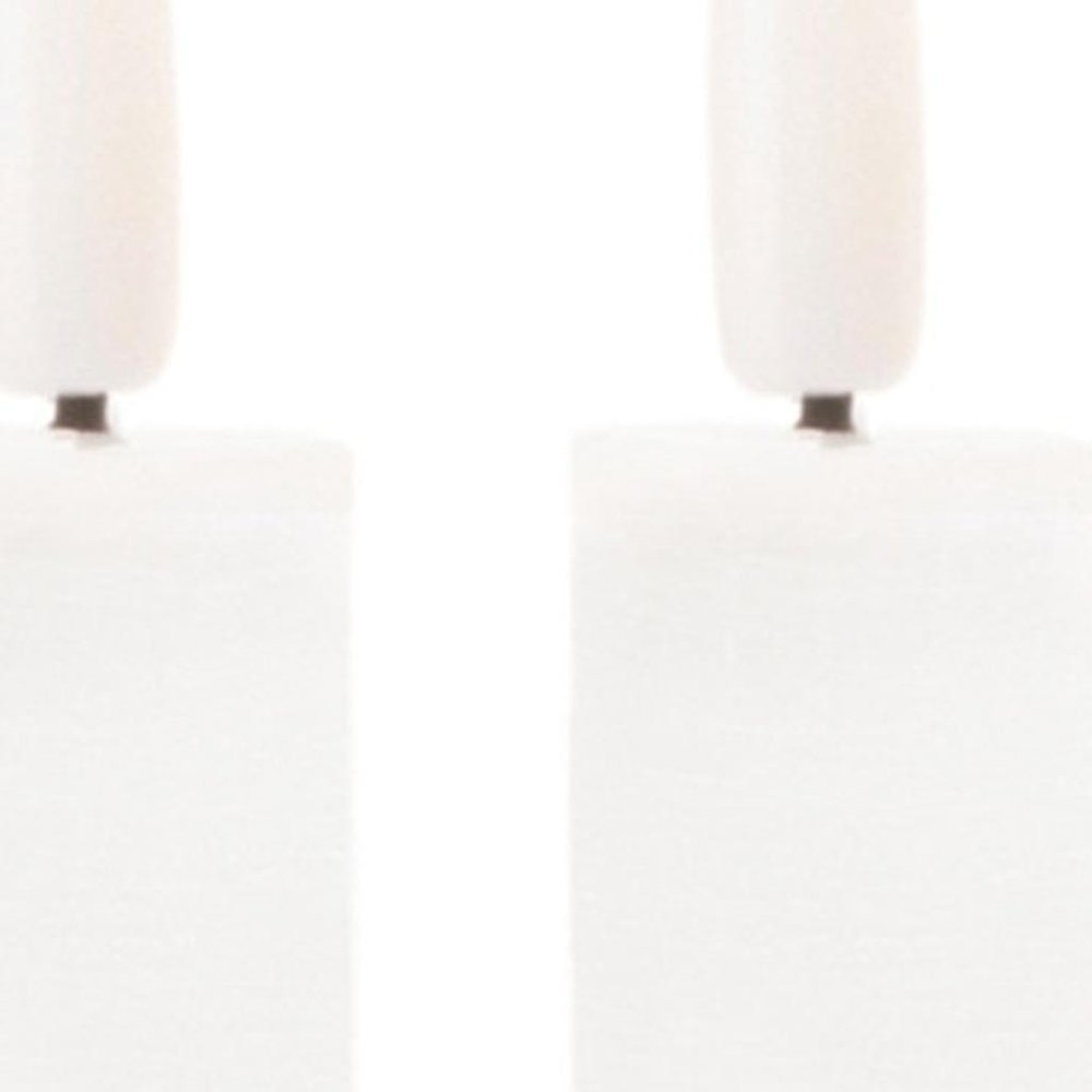 Set of Two White Unscented Flameless Candle Taper Candles  Warm Home View