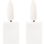 Set of Two White Unscented Flameless Candle Taper Candles  Warm Home View