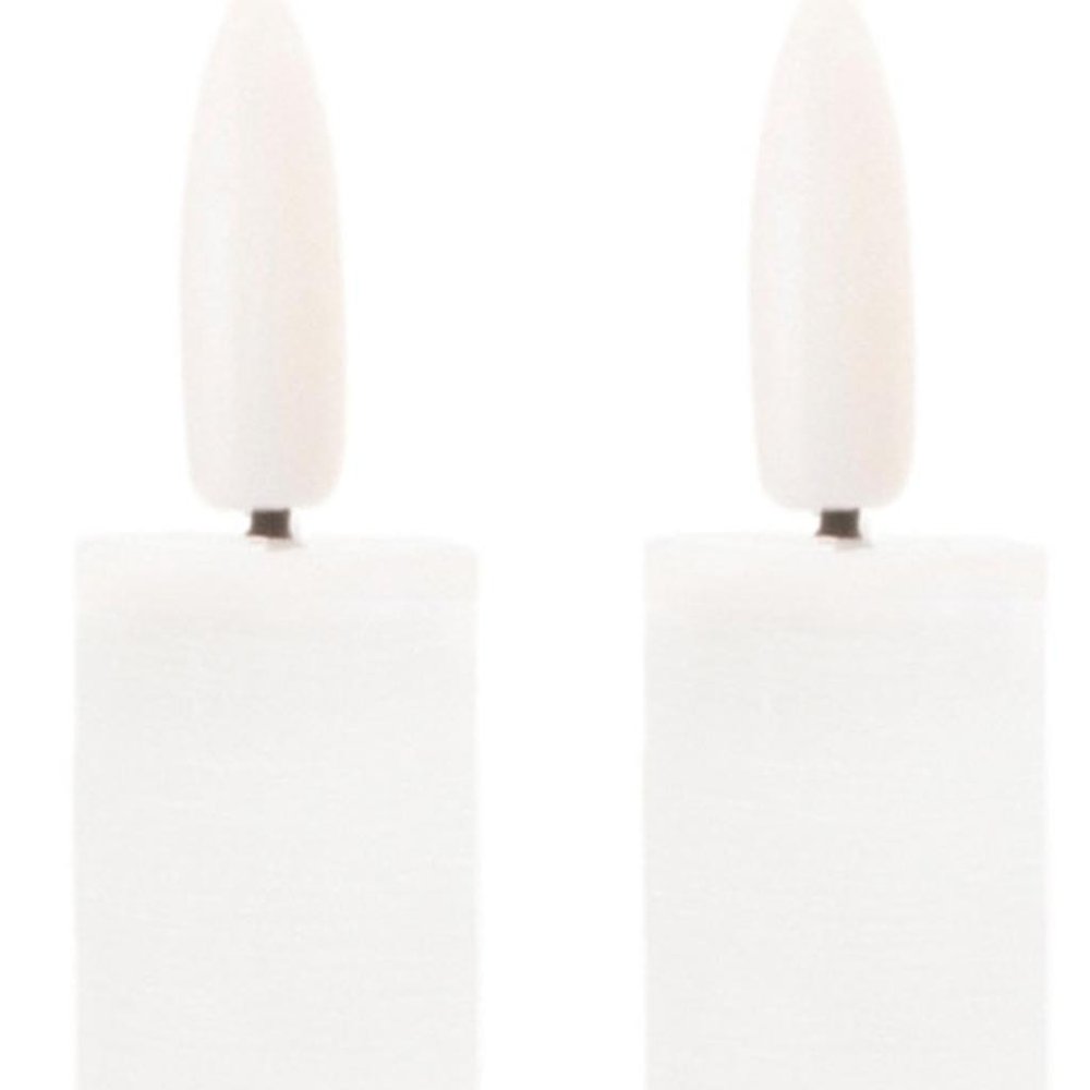 Set of Two White Unscented Flameless Candle Taper Candles  Warm Home View