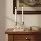Set of Two White Unscented Flameless Candle Taper Candles  Warm Home View