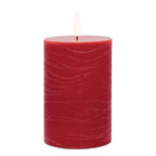 Set of Two Red Unscented Candle Flameless Pillar Candles  Warm Home View