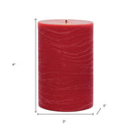 Set of Two Red Unscented Candle Flameless Pillar Candles  Warm Home View