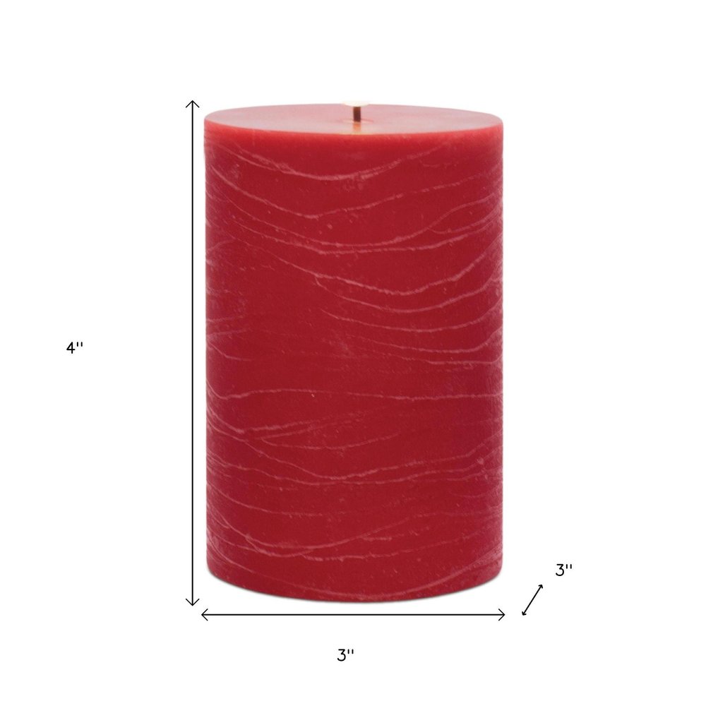 Set of Two Red Unscented Candle Flameless Pillar Candles  Warm Home View