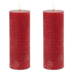 Set of Two Red Unscented Candle Flameless Pillar Candles  Warm Home View