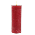Set of Two Red Unscented Candle Flameless Pillar Candles  Warm Home View