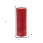 Set of Two Red Unscented Candle Flameless Pillar Candles  Warm Home View