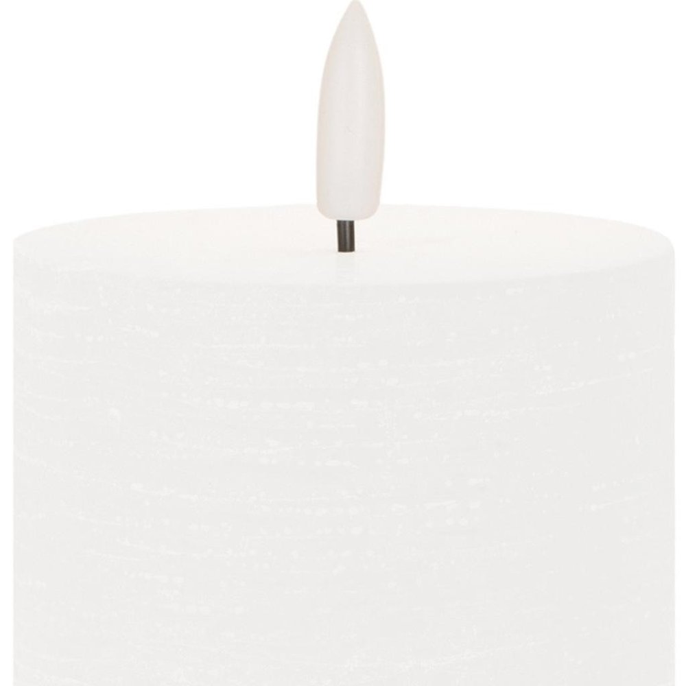 Set of Two White Unscented Candle Flameless Pillar Candles  Warm Home View
