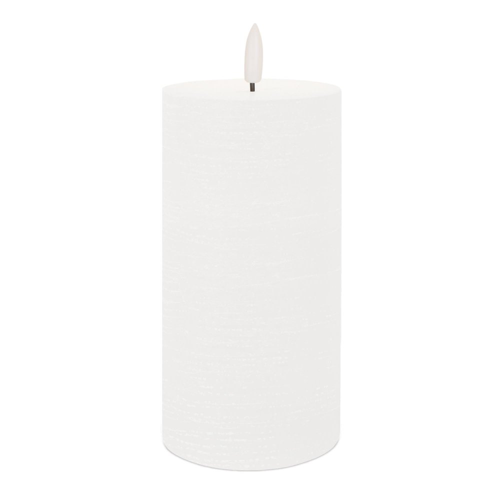 Set of Two White Unscented Candle Flameless Pillar Candles  Warm Home View