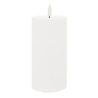 Set of Two White Unscented Candle Flameless Pillar Candles  Warm Home View