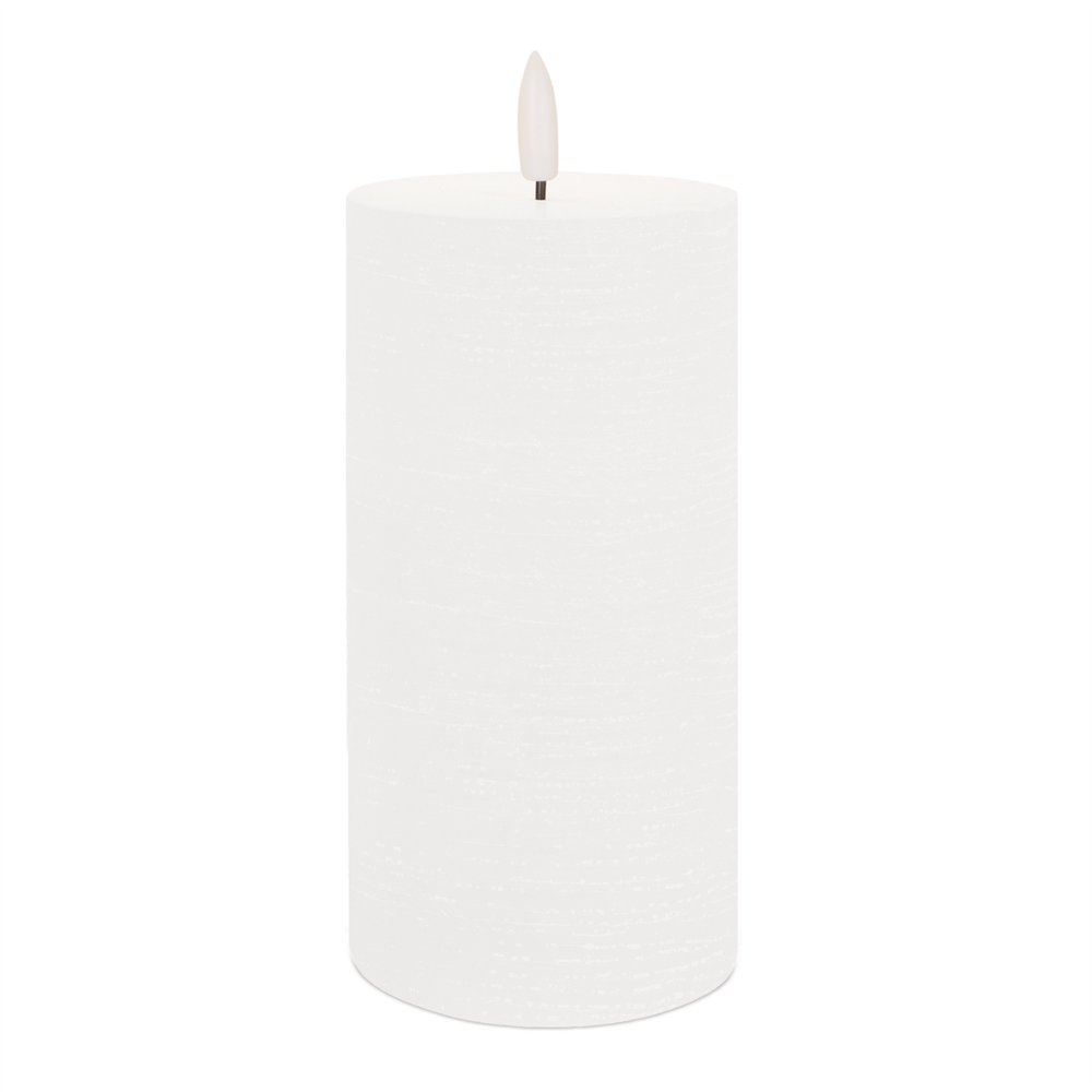 Set of Two White Unscented Candle Flameless Pillar Candles  Warm Home View