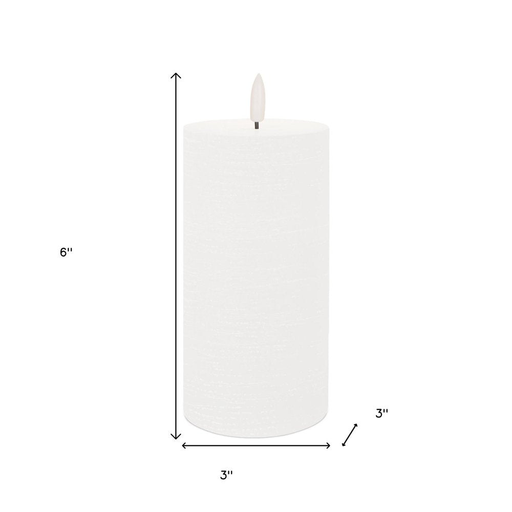 Set of Two White Unscented Candle Flameless Pillar Candles  Warm Home View