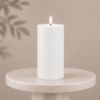 Set of Two White Unscented Candle Flameless Pillar Candles  Warm Home View