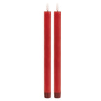 Set of Two Red Unscented Candle Flameless Taper Candles  Warm Home View
