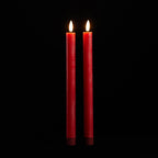 Set of Two Red Unscented Candle Flameless Taper Candles  Warm Home View