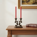 Set of Two Red Unscented Candle Flameless Taper Candles  Warm Home View