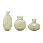 Set of Three Sage Green Seeded Bubble Glass Table Vases  Warm Home View