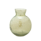 Set of Three Sage Green Seeded Bubble Glass Table Vases  Warm Home View