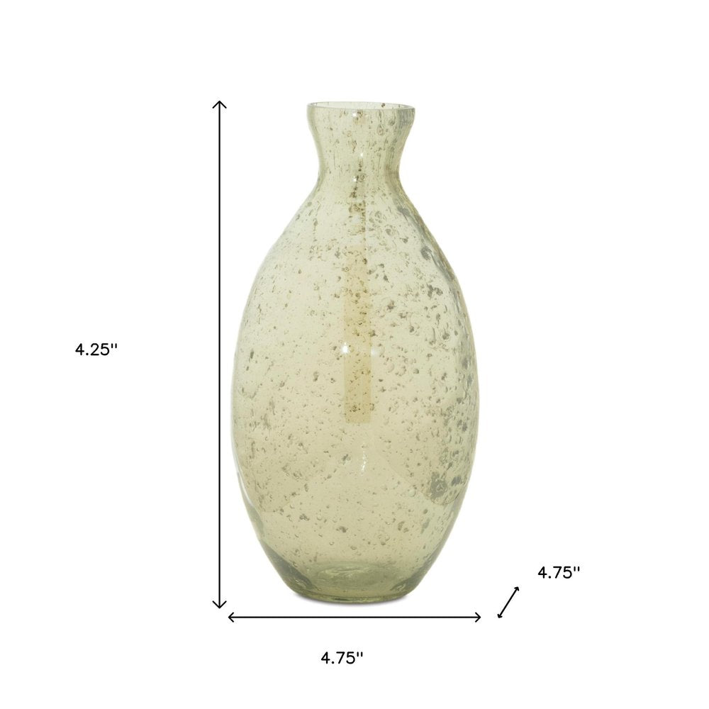 Set of Three Sage Green Seeded Bubble Glass Table Vases  Warm Home View