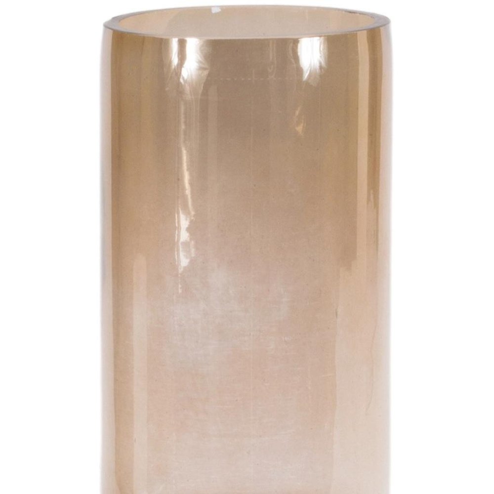 Set of Two Translucent Taupe Glass Cylinder Table Vases  Warm Home View