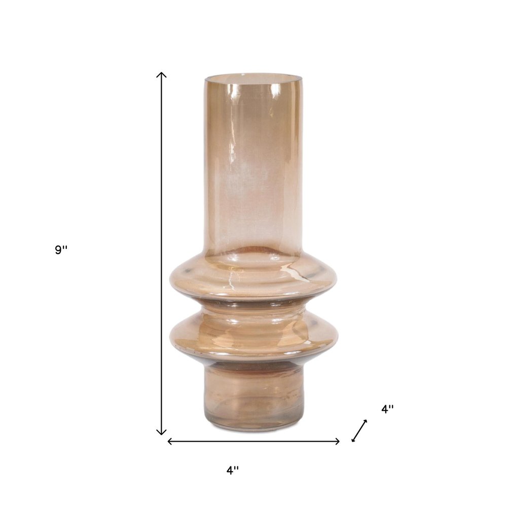 Set of Two Translucent Taupe Glass Cylinder Table Vases  Warm Home View