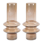 Set of Two Translucent Taupe Glass Cylinder Table Vases  Warm Home View