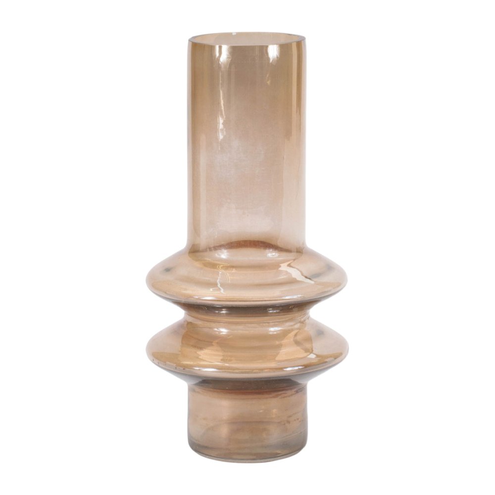 Set of Two Translucent Taupe Glass Cylinder Table Vases  Warm Home View