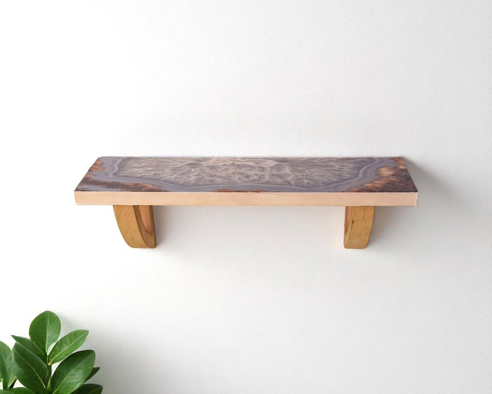 36" Gray And Natural Wood Agate Pattern Wall Mount Accent Shelf  Warm Home View