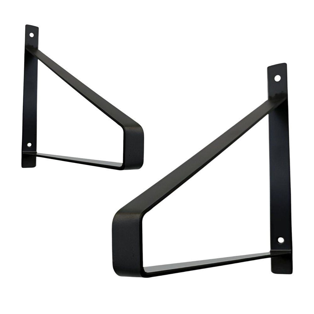8" Set Of Two Black Metal Wall Mounted Shelf Brackets  Warm Home View