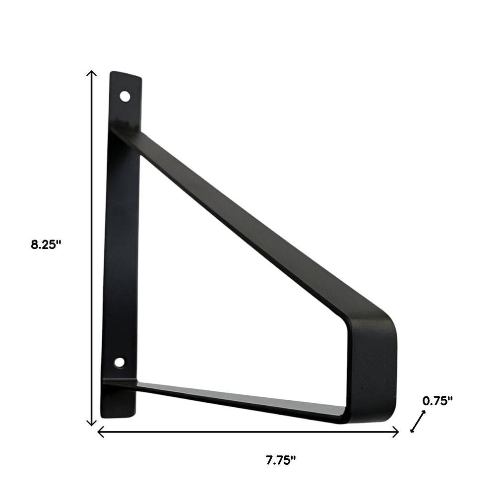 8" Set Of Two Black Metal Wall Mounted Shelf Brackets  Warm Home View