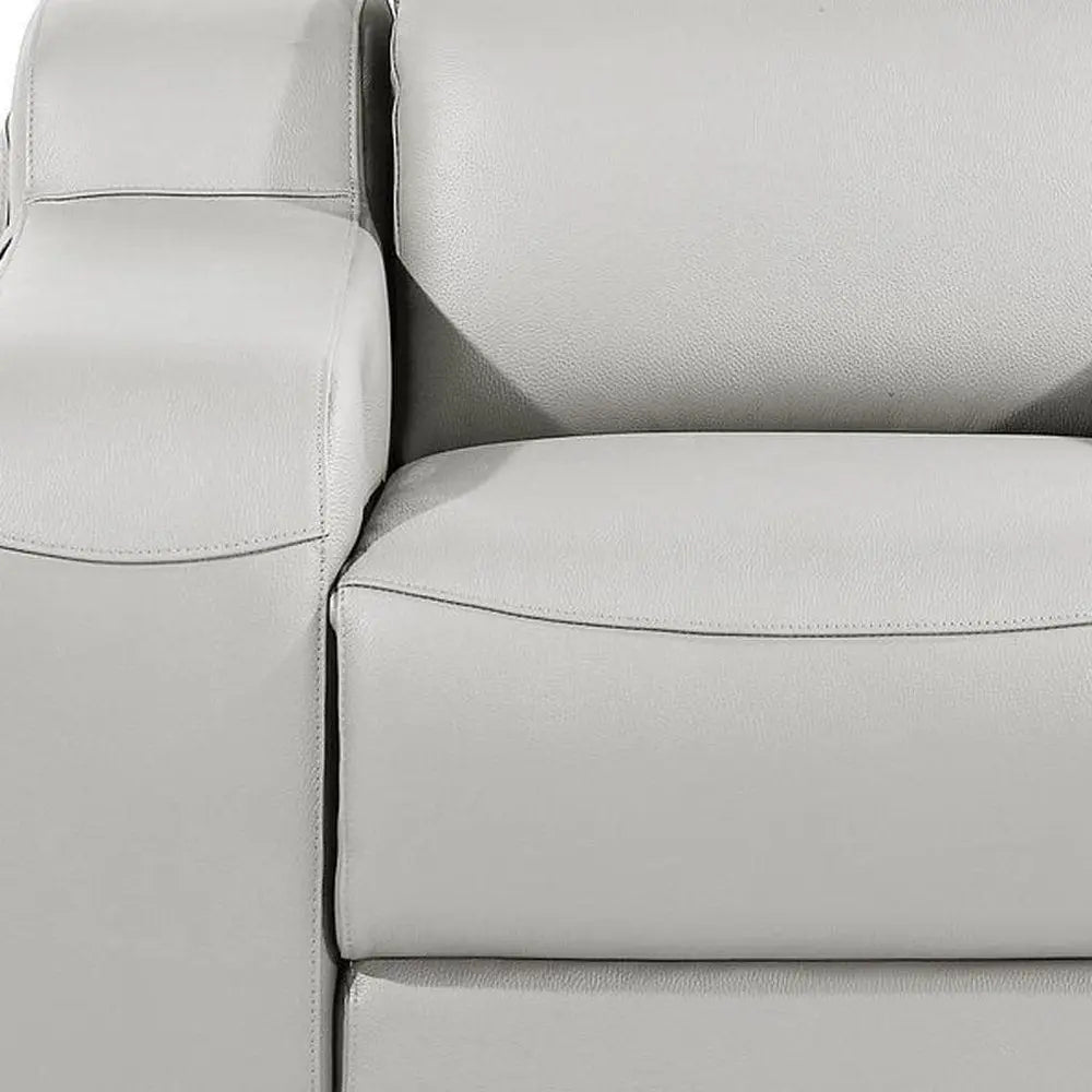 Italian Leather Wall Hugger Recliner, Light Gray, 1 Piece  Warm Home View