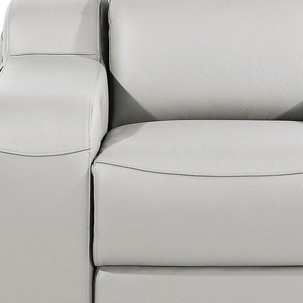 41" Light Gray Italian Leather Wall Hugger Recliner With USB  Warm Home View