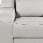 41" Light Gray Italian Leather Wall Hugger Recliner With USB  Warm Home View