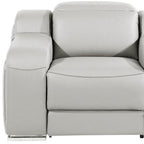 41" Light Gray Italian Leather Wall Hugger Recliner With USB  Warm Home View