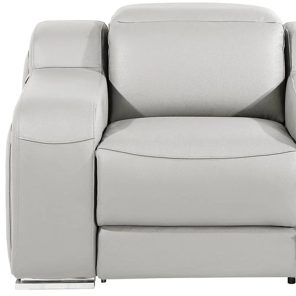 Italian Leather Wall Hugger Recliner, Light Gray, 1 Piece  Warm Home View