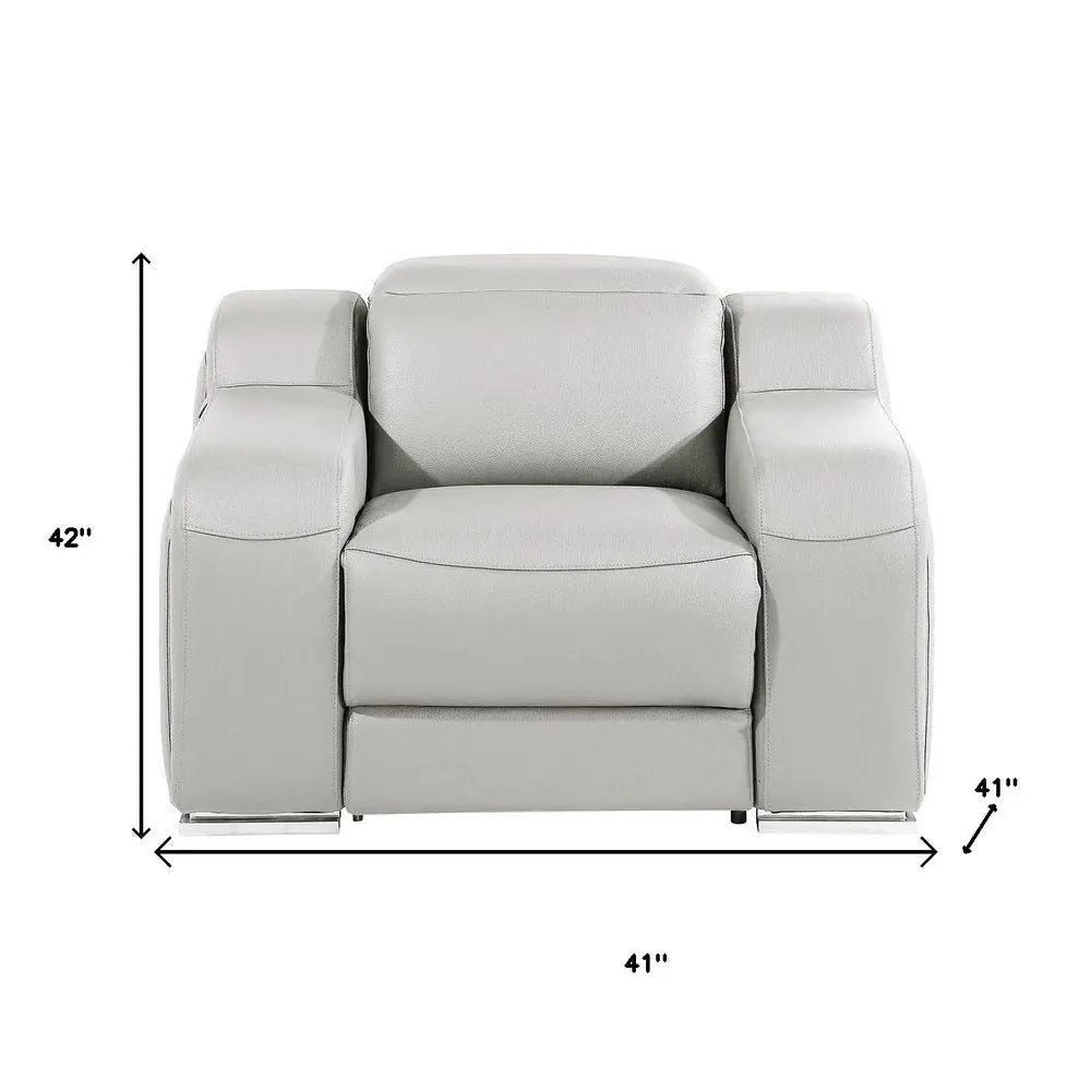 Italian Leather Wall Hugger Recliner, Light Gray, 1 Piece  Warm Home View