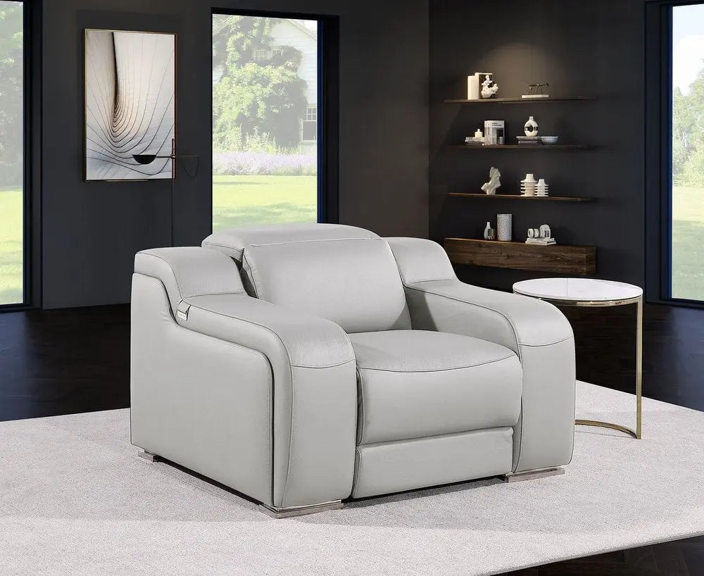 Italian Leather Wall Hugger Recliner, Light Gray, 1 Piece  Warm Home View