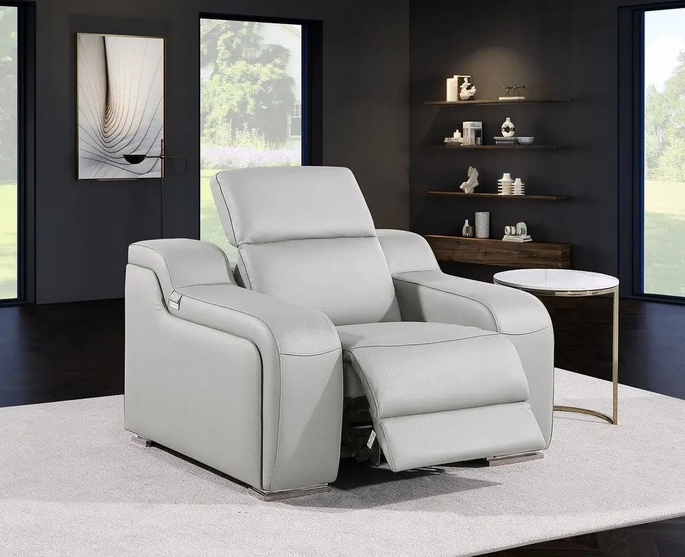 Italian Leather Wall Hugger Recliner, Light Gray, 1 Piece  Warm Home View