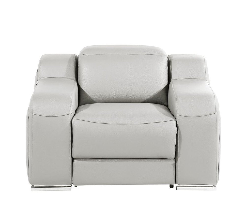 41" Light Gray Italian Leather Wall Hugger Recliner With USB  Warm Home View