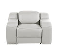 41" Light Gray Italian Leather Wall Hugger Recliner With USB  Warm Home View