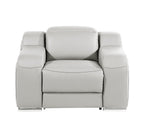 41" Light Gray Italian Leather Wall Hugger Recliner With USB  Warm Home View