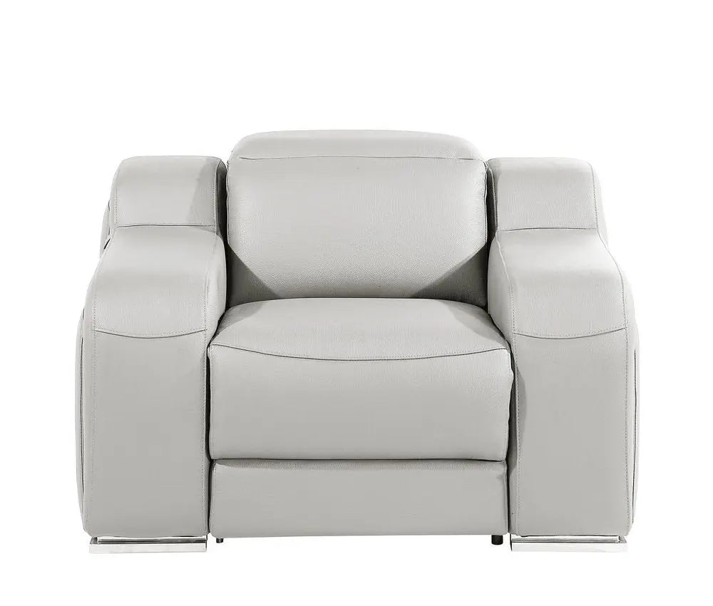 Italian Leather Wall Hugger Recliner, Light Gray, 1 Piece  Warm Home View