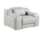 41" Light Gray Italian Leather Wall Hugger Recliner With USB  Warm Home View